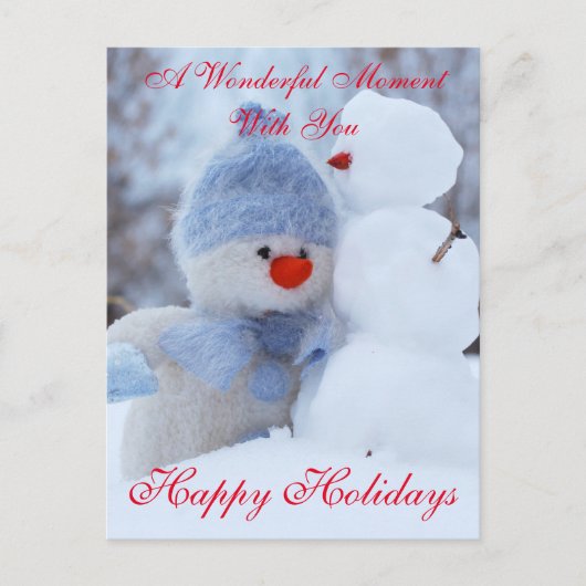 Winterurlaub Snowman Gruß Postkarte (Vorderseite)