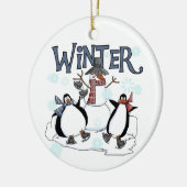 Winterurlaub Snowman Penguins Ice Skaten Keramik Ornament (Links)