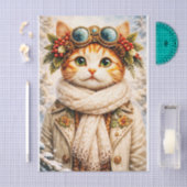 Winterurlaub Steampunk Tabby-Kat FF1 Decoupage Seidenpapier (Handwerk)