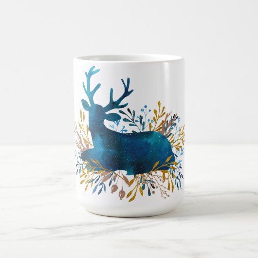 Winterurlaub - stillstehendes Rotwild-Aquarell Kaffeetasse (Mittel)