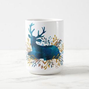 Winterurlaub - stillstehendes Rotwild-Aquarell Kaffeetasse