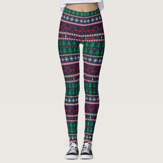 Winterurlaub Strickmuster Leggings (Vorderseite)