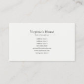 Winterurlaub Vermietung, Bed & Breakfast Visitenkarte (Rückseite)