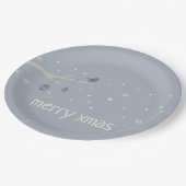 Winterurlaub Wald xmas Ball Blue Vogel Cartoon Pappteller (Schrägansicht)