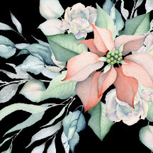 Winterurlaub Wasserfarbe Rosa Poinsettia Dusche