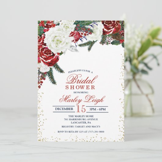 Winterurlaub Weihnachten Bridal Dusche Einladung (Stehend Vorderseite)