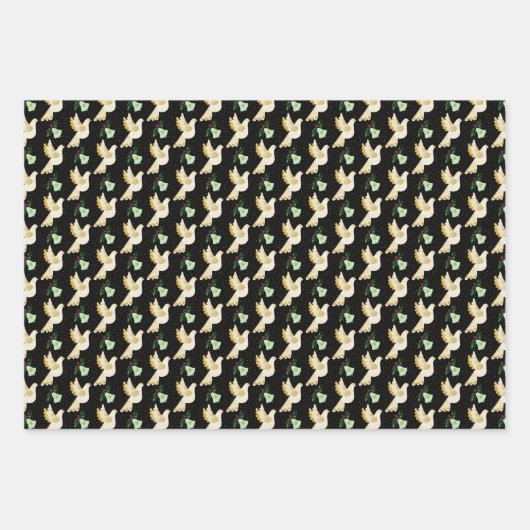 Winterurlaub Weihnachten Gold Taube Geschenkpapier Set (Vorderseite)