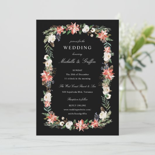 Winterurlaub Weihnachten Hochzeit Einladung (Stehend Vorderseite)