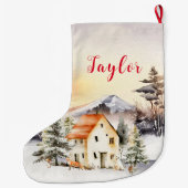 Winterurlaub Weihnachten Hütte Großer Weihnachtsstrumpf (Rückseite)