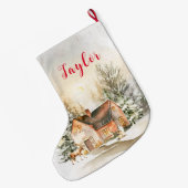 Winterurlaub Weihnachten Hütte Großer Weihnachtsstrumpf (Rückseite (Hängend))