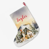 Winterurlaub Weihnachten Hütte Großer Weihnachtsstrumpf (Rückseite (Hängend))