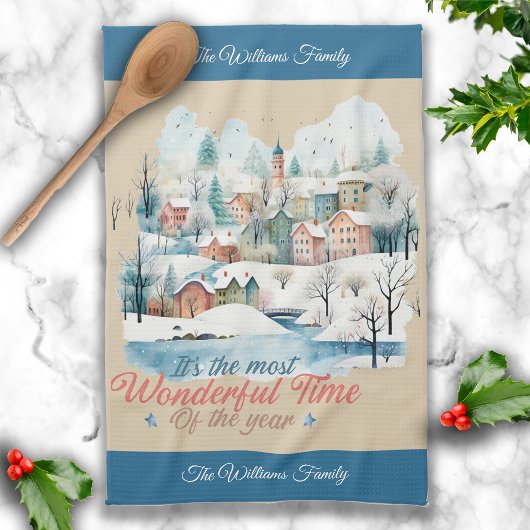 Winterurlaub Weihnachten Individuelle Name Geschirrtuch