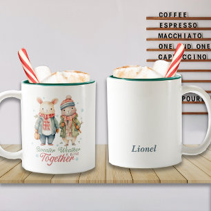 Winterurlaub Weihnachten Individuelle Name Zweifarbige Tasse