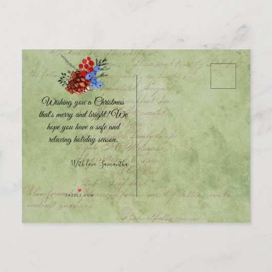 Winterurlaub Weihnachten wünscht Gerahmten Berry P Ankündigungspostkarte (Rückseite)