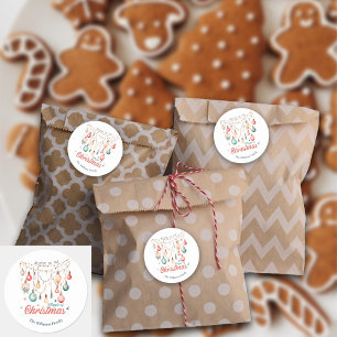 Winterurlaub Weihnachts-Magie Individuelle Name Runder Aufkleber