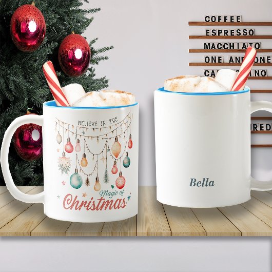 Winterurlaub Weihnachts-Magie Individuelle Name Zweifarbige Tasse