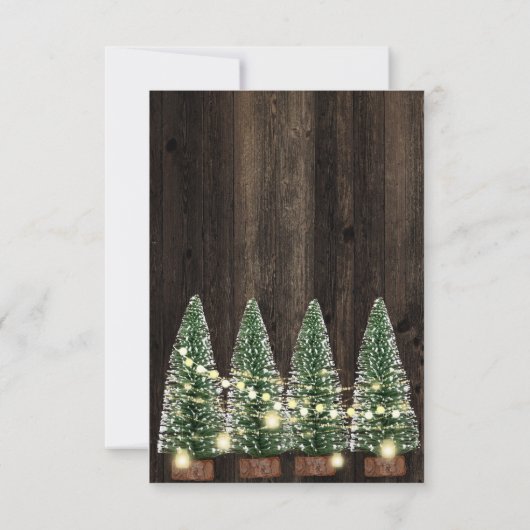 Winterurlaub Weihnachtsbaum Party Holz Rustikal Einladung (Rückseite)