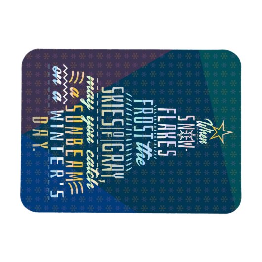 Winterurlaub Weihnachtsbaum Schneeflocken Gedicht Magnet (Horizontal)