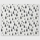Winterurlaub Weihnachtsbäume schwarz-weiß Geschenkpapier (Flach)