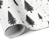 Winterurlaub Weihnachtsbäume schwarz-weiß Geschenkpapier (Rolleneckpunkt)