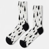 Winterurlaub Weihnachtsbäume schwarz-weiß Socken (Linkes Detail)