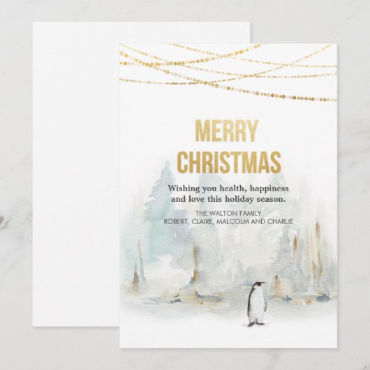 Winterurlaub Weihnachtskarte Watercolor (Vorne/Hinten)