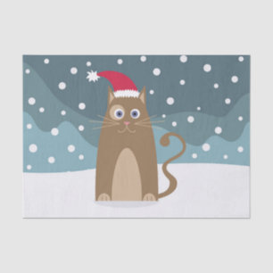Winterurlaub Weihnachtsmannmütze Cat Seidenpapier