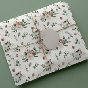 Winterurlaub Weißer Blumenstrauß Pineca Geschenkpapier