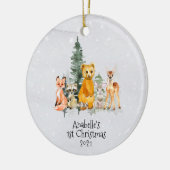 Winterurlaub Woodland Tier 1 Weihnachten Keramik Ornament (Links)