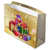 Winterurlaub wünscht XMAS Personalisiert Große Geschenktüte (Rückseite Schrägansicht)