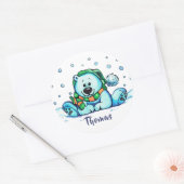 Winterurlaubsbär Runder Aufkleber (Umschlag)