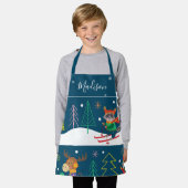 Winterurlaubsdruck mit Name und Niedliche Tiere Schürze (Getragen)