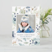 Winterurlaubsflora mit Foto Feiertagskarte (Stehend Vorderseite)
