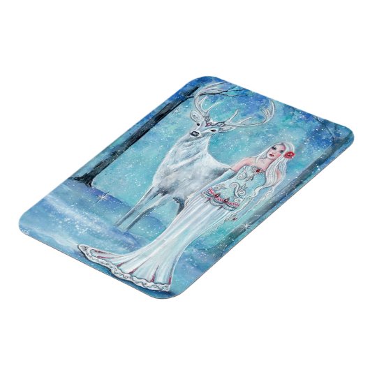 Winterurlaubsgöttin mit Hirschposter von Renee Magnet (Linke Seite)