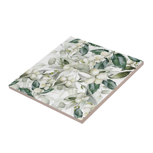 Winterurlaubsholz zweigt grünes Muster ab Fliese (Seite)