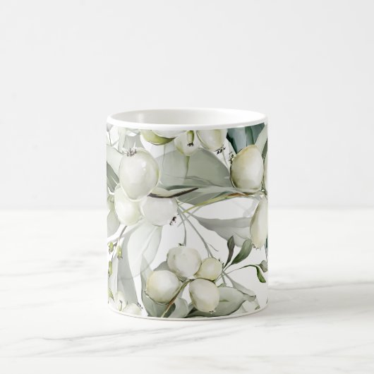 Winterurlaubsholz zweigt grünes Muster ab Kaffeetasse (Mittel)