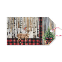 Winterurlaubslandschaft Kardinal und Hirschgeschen