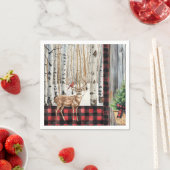 Winterurlaubslandschaft Kardinal und Hirschpapier Serviette (Beispiel)