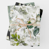 Winterurlaubsmuster grüne Aquarellholz Geschenkpapier Set (Beispiel)