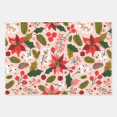 Winterurlaubsverpackungspapier Poinsettia Geschenkpapier Set (Vorderseite)