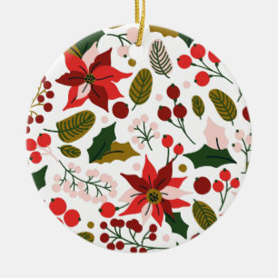 Winterurlaubsverzierung in Poinsettia Keramik Ornament