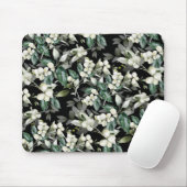 Winterurlaubszweige mit schwarzem Muster Mousepad (Mit Mouse)