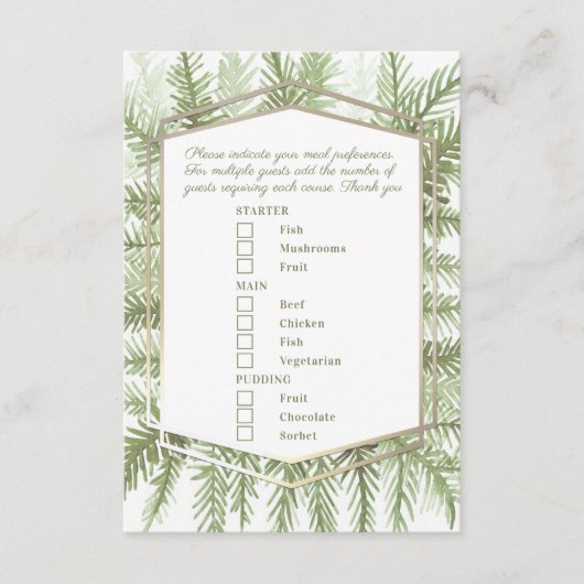 Winterveranstaltung "Feinschmecker" Grün Evergreen Begleitkarte (Vorderseite)