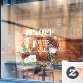Winterverkauf in Boho burgundy Fensteraufkleber (Café-Fenster)
