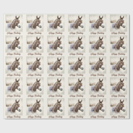 Wintervibes Donkey - Geburtstag Geschenkpapier (Flach)
