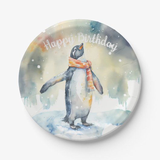 Wintervibes Pinguin - Geburtstagsparty - Pappteller (Vorderseite)