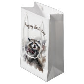Wintervibes Raccoon - Geburtstagsparty - Kleine Geschenktüte (Vorderseite Schrägansicht)