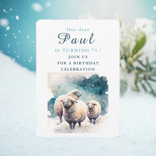 Wintervibes Sheep - Einladungskarte zum Geburtstag Einladung