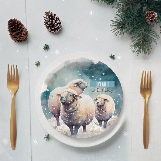 Wintervibes Sheep - Geburtstagsparty - Pappteller