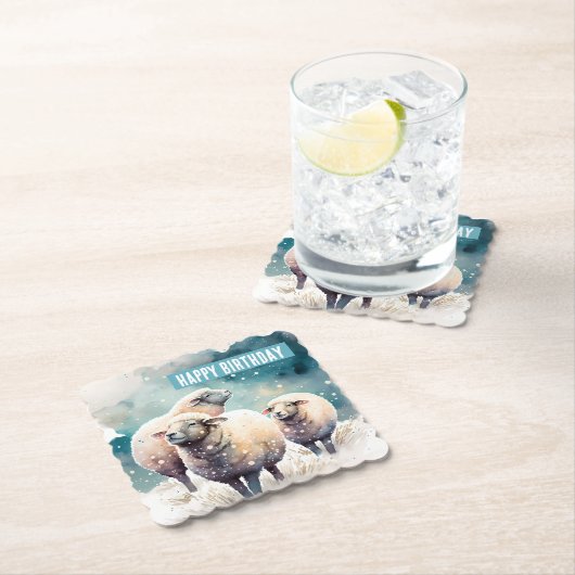 Wintervibes Sheep - Geburtstagsparty - Untersetzer (Vor Ort)